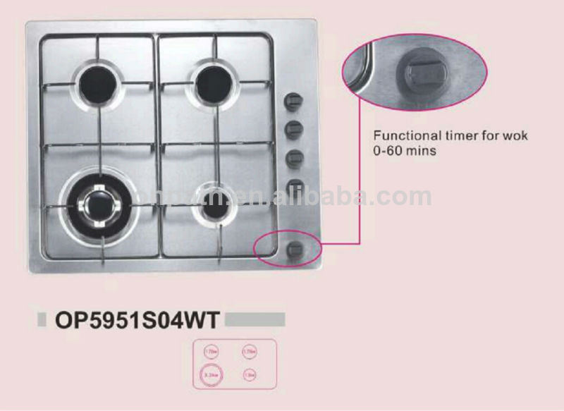 595*510mm 4 Burners Enameled High Pressure Stainless Steel Gas Stove