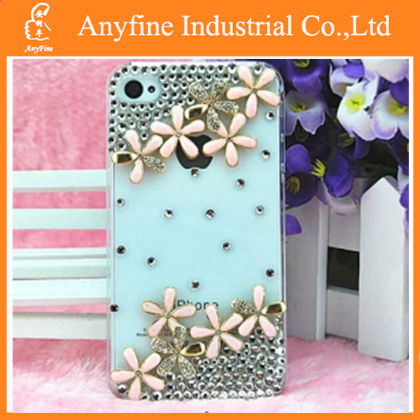 New Arrival Transparent Diamond Decoration Mobile Phone Case for iPhone