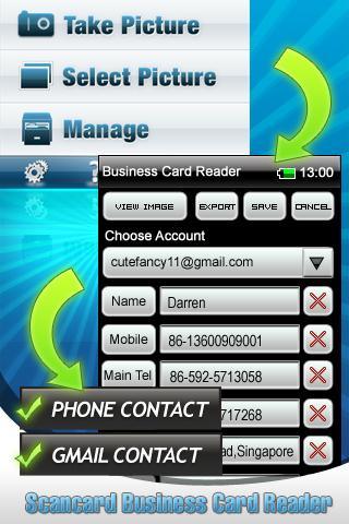 Business Card Reader for Android Mobile Phones