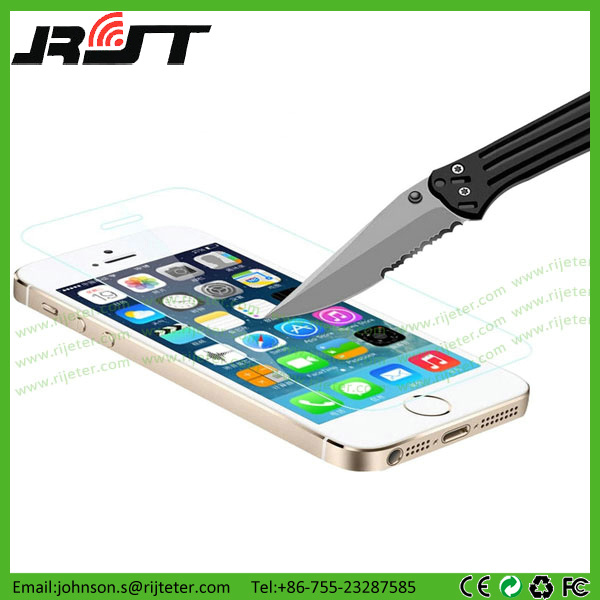 Ultra Thin 0.33mm 2.5D 9h Tempered Galss Screen Protector with Retail Package for iPhone5 Anti-Fingerprint Proctectors (RJT-A1002)