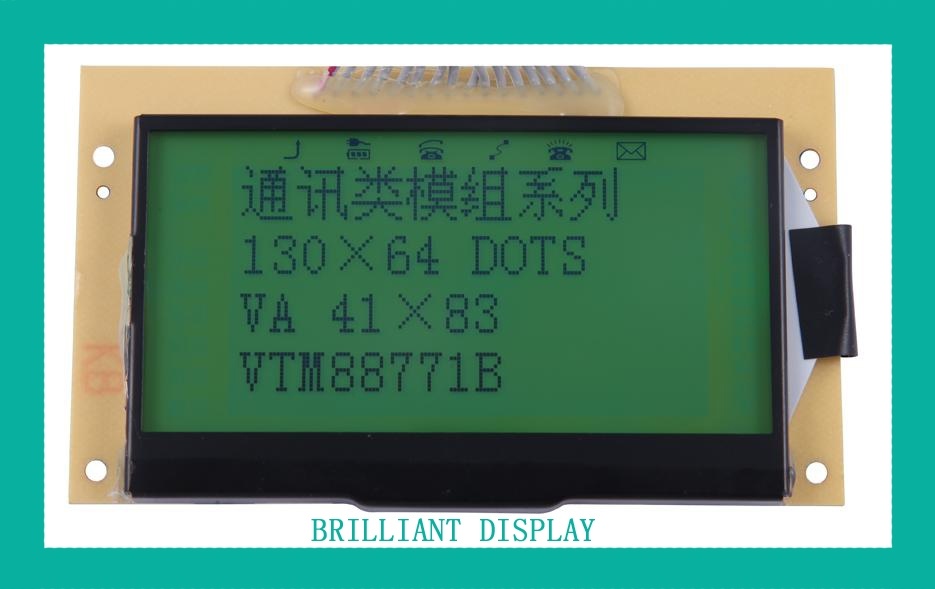 Stn Yellow-Green 130 X 64 Dots Transmissive LCD Display with RoHS Certification (VTM88771B)