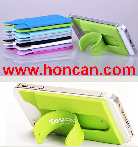 3m Sticker Silicone Phone Holder with Card Case Slap Phone Holder