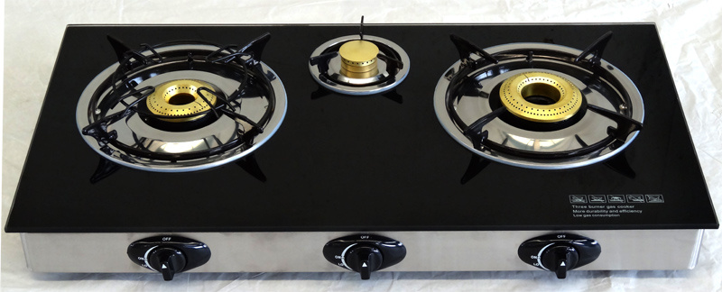 Gas Stove Glass Table Top with 3 Burners