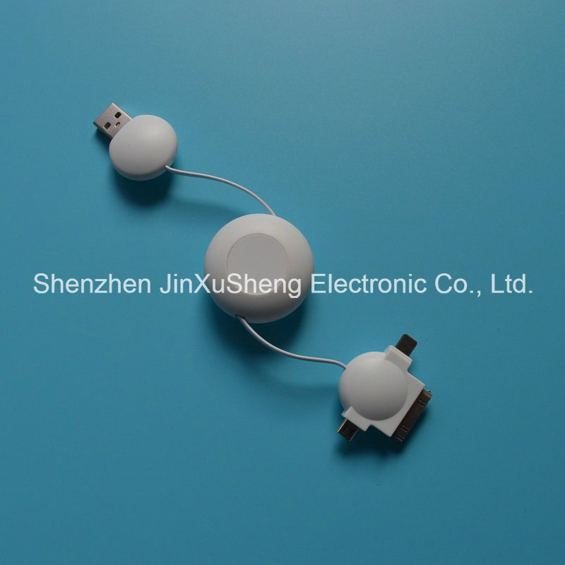 White Retractable USB Data Cable