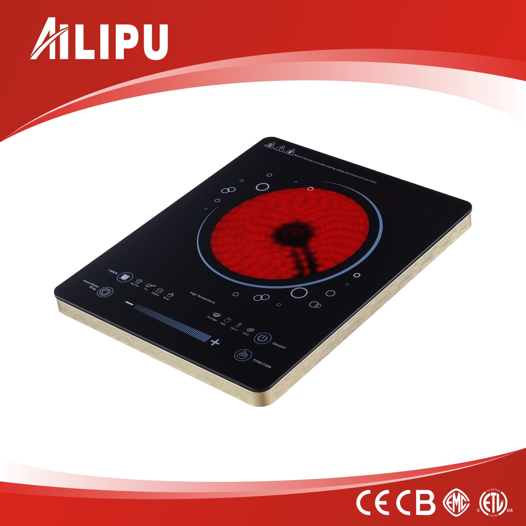 CB/Ce Approval Ultra Slim Sliding Touch Infrared Cooker Sm-Dt210