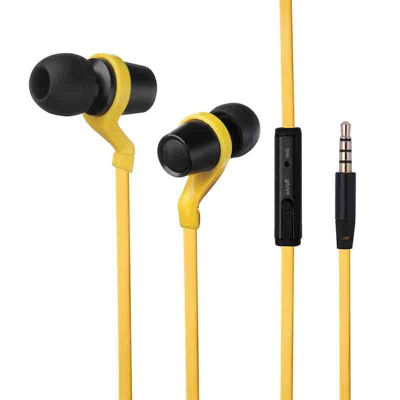 2014 New Designed Flat Cable Metal Earphone with Mic