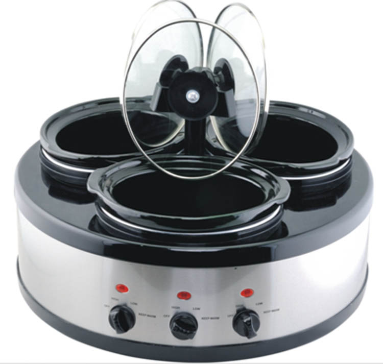 Hot Sale Round Shape Triple (3X1.6qts) Slow Cooker Buffet