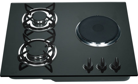 Dual Power Hotplate & 2 Burner Gas Hob - Glass Panel (GHE-G613E)
