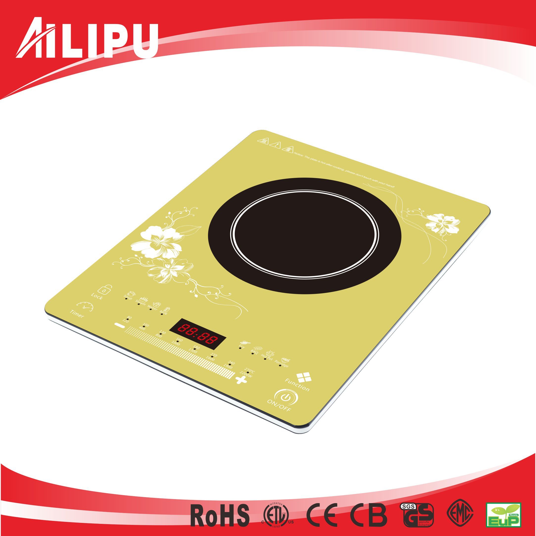 2016 Modern Colorful Plate Ultra Thin Induction Cooktop