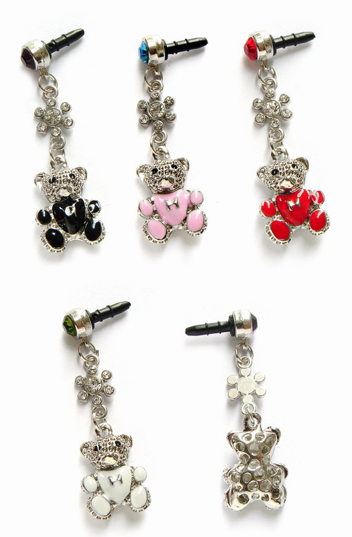 Crystal Lucky Bear Mobile Phone Dustproof Plug (PL488)