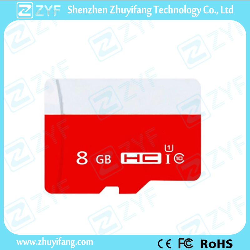 Red and White 8GB Class 10 Micro SD Memory Card (ZYF6022)