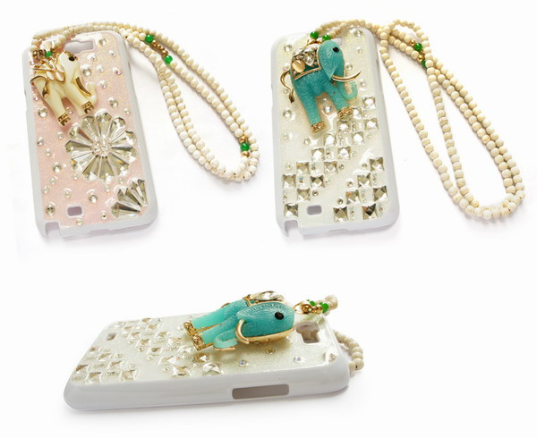 Crystal Elephant Necklace Decoration Case for Note 2