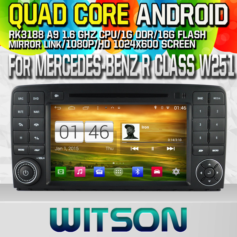 Witson S160 Car DVD GPS Player for Mercedes-Benz R Class W251 with Rk3188 Quad Core HD 1024X600 Screen 16GB Flash 1080P WiFi 3G Front DVR DVB-T Mirror (W2-M215)