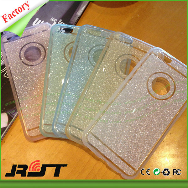 Factory Price Ultral Thin Glitter TPU Mobile Phone Case for iPhone 6/6s (RJT-0198)