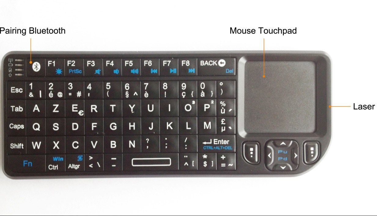 High Quality Bluetooth Keyboard Mini Size for iPad Mini, Smart Phone, PC, (AZERTY Layout)