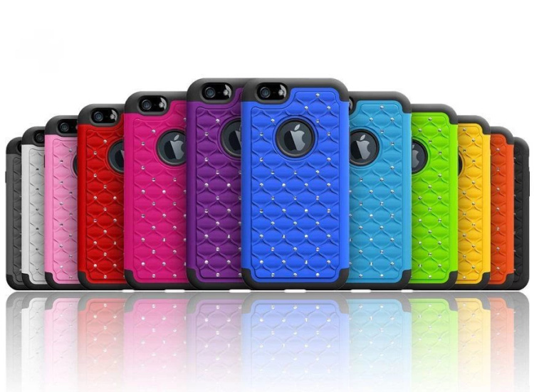 Gypsophila Diamond Plastic Silicone Combo Case for iPhone 6