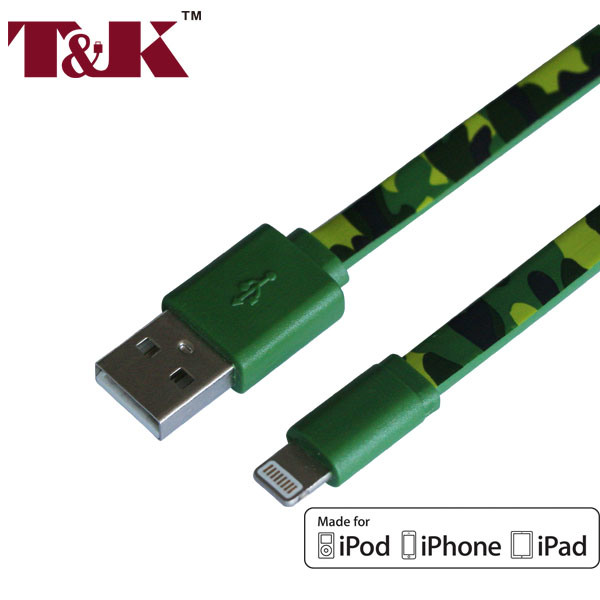 Olive TPE Material USB to Lightning Flat Mfi Data Cable