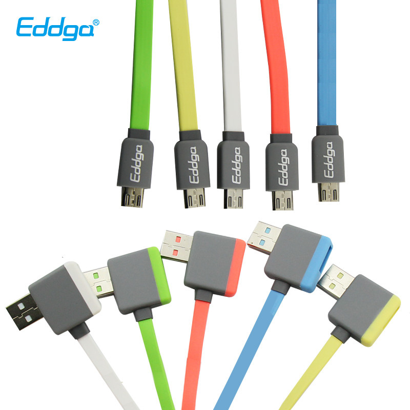 Wholesale Factory New Design High Quality Colorful Ultra Thin Flat Double Micro USB Data Cable for Mobile Phone iPhone 6s Plus