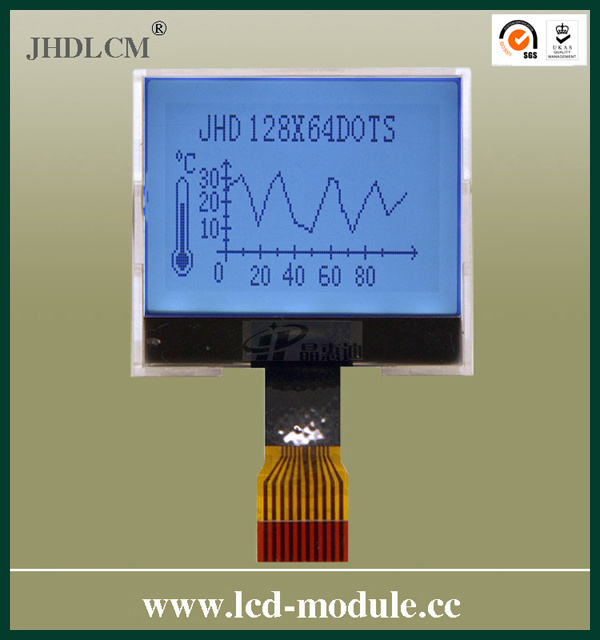 Stn Transmissive Positive Graphic LCD Display (JHD12864-G98BTW-BW)