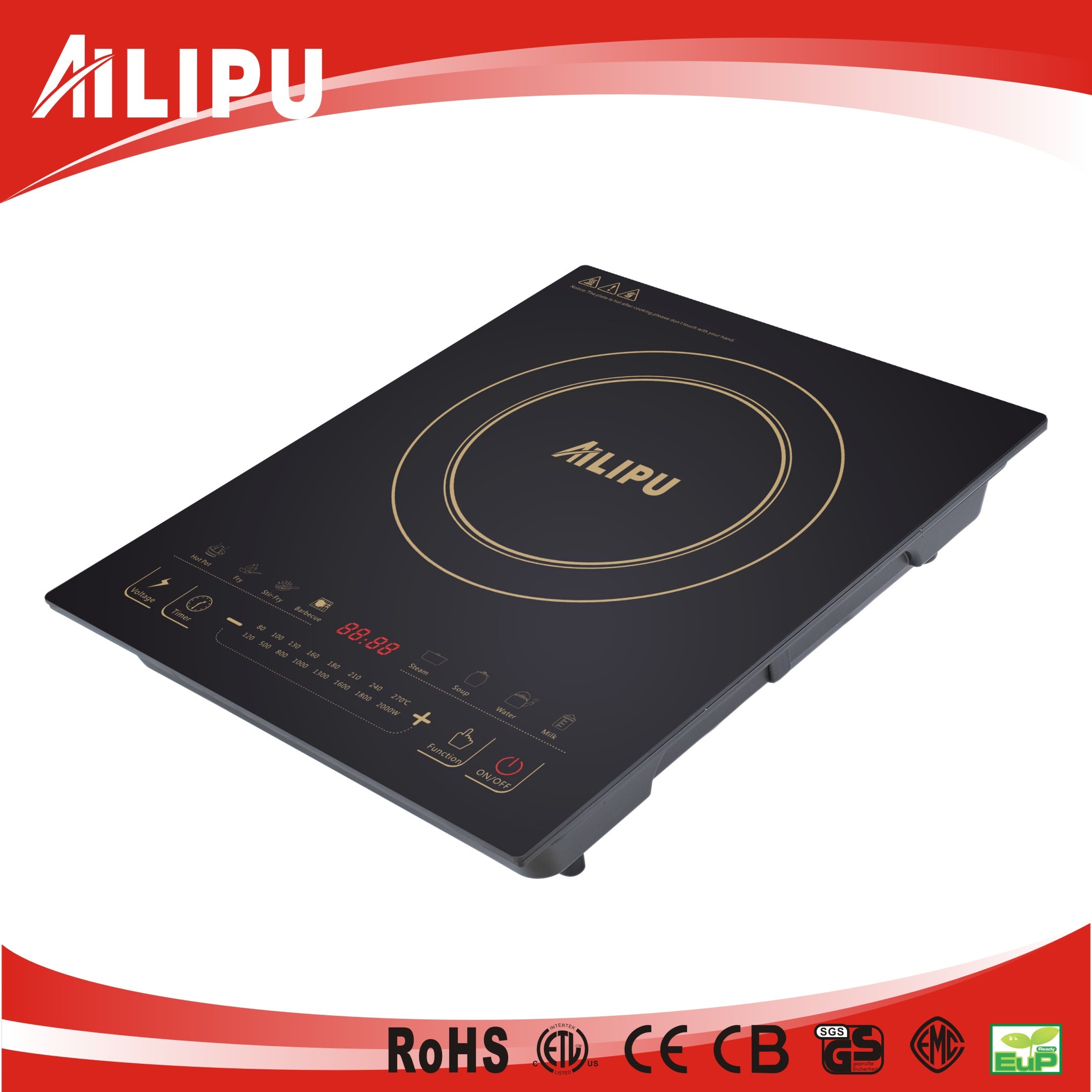Ailipu 2200W Single Sensor Touch Induction Cooker with Schott Ceran Plate