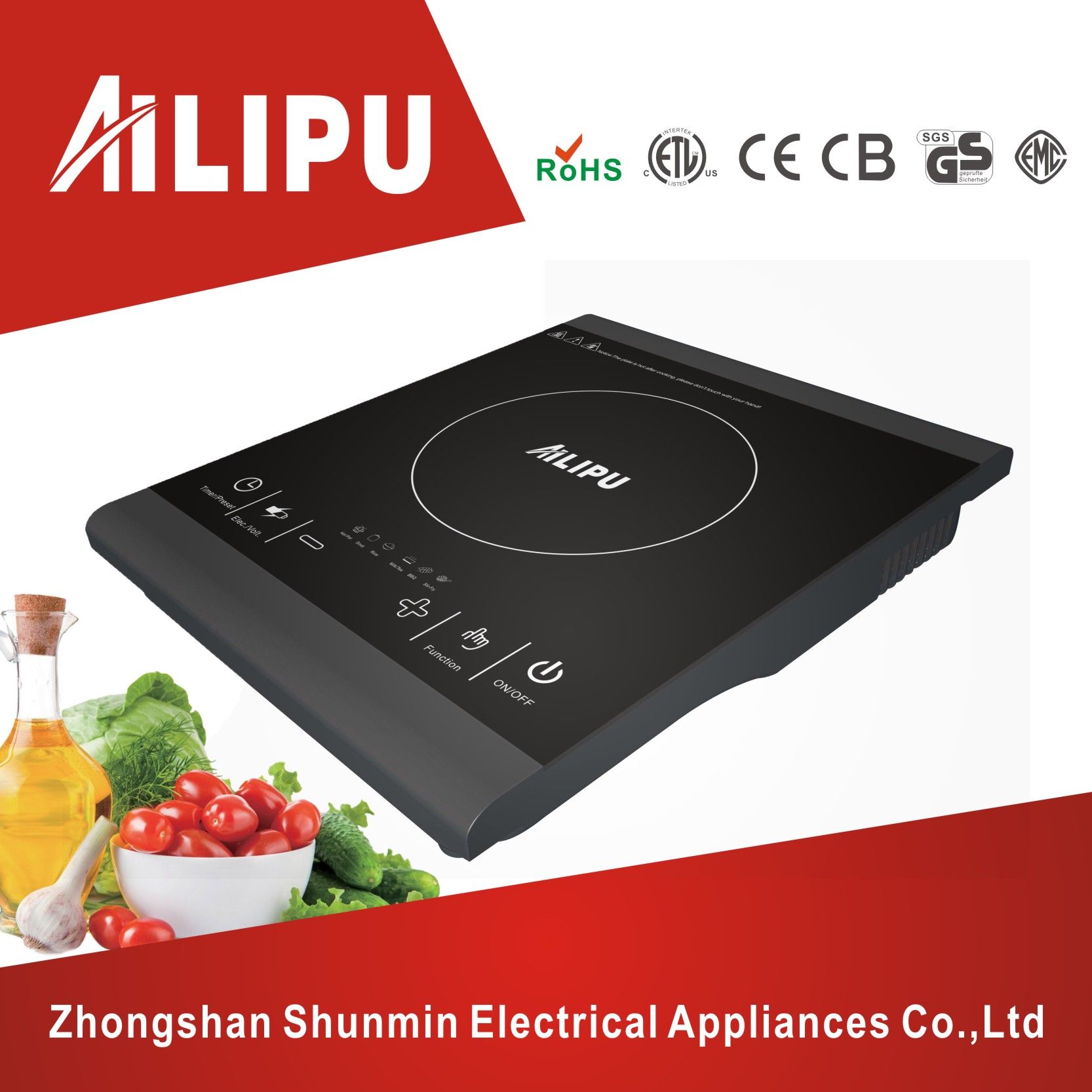 ETL Certification with Plastic Housing Single Burner Induction Cooker/Cooktop/Hobs