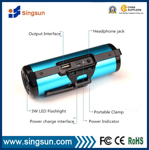 Hot Sale Bicycle Solar Speaker with Power Bank, FM Radio, Flashlight