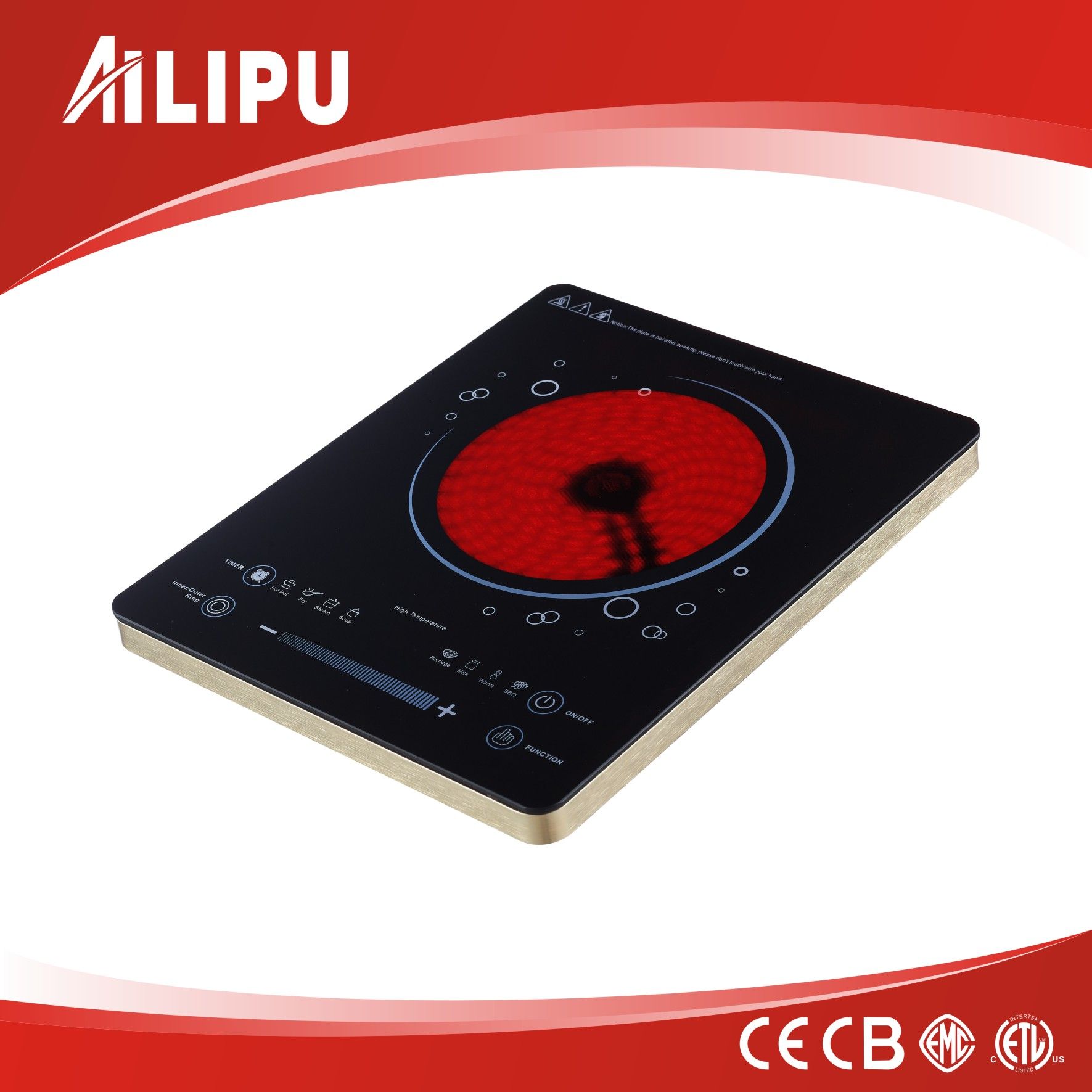 Ultra-Thin Touch Control Infrared Cooker with Aluminum Houshing (SM-DT210)