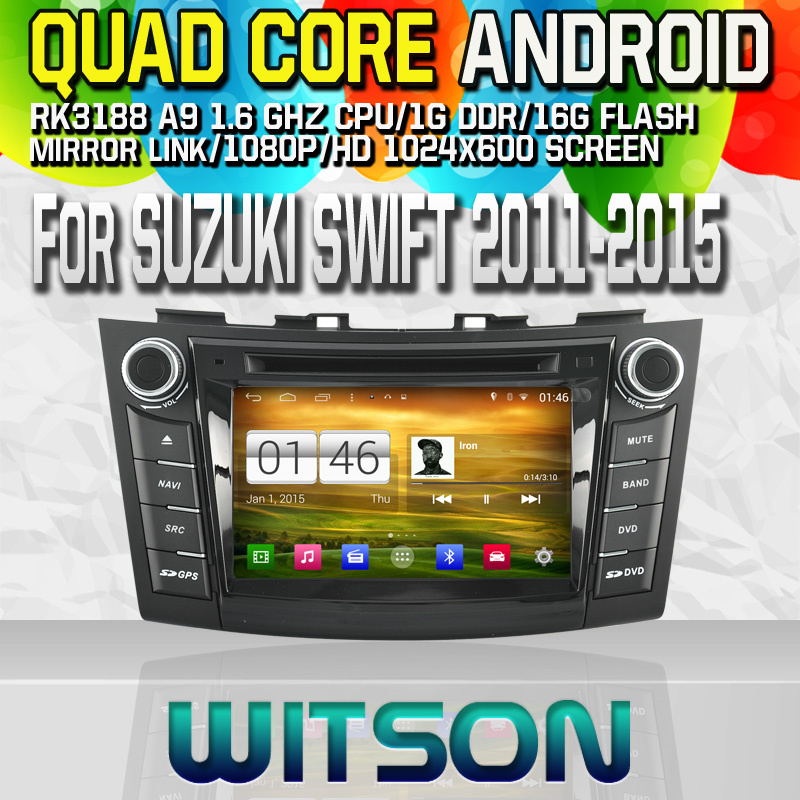 Witson S160 Car DVD GPS Player for Suzuki Swift 2011-2015 with Rk3188 Quad Core HD 1024X600 Screen 16GB Flash 1080P WiFi 3G Front DVR DVB-T Mirror-Link Pip