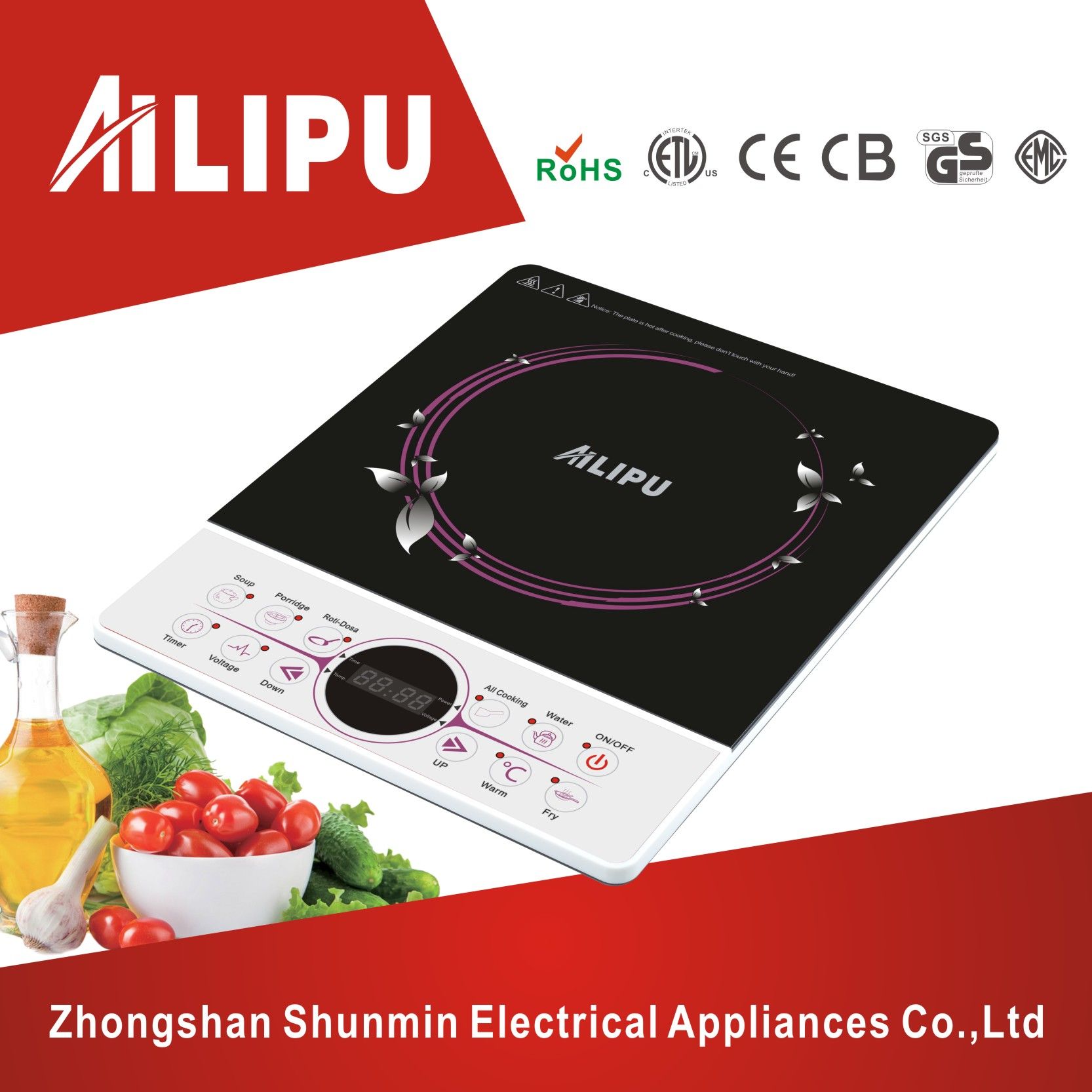 Digital Display 2200watt Ultra-Thin Induction Cooker with Pot