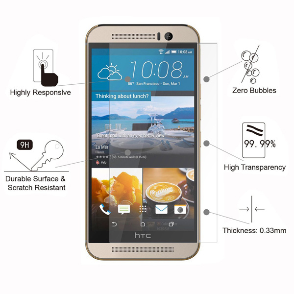 9h 2.5D 0.33mm Rounded Edge Tempered Glass Screen Protector for HTC One M9