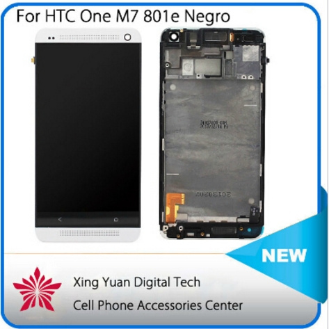 Touch Screen Digitizer LCD Display Screen Assembly with Bezel Frame for HTC One M7