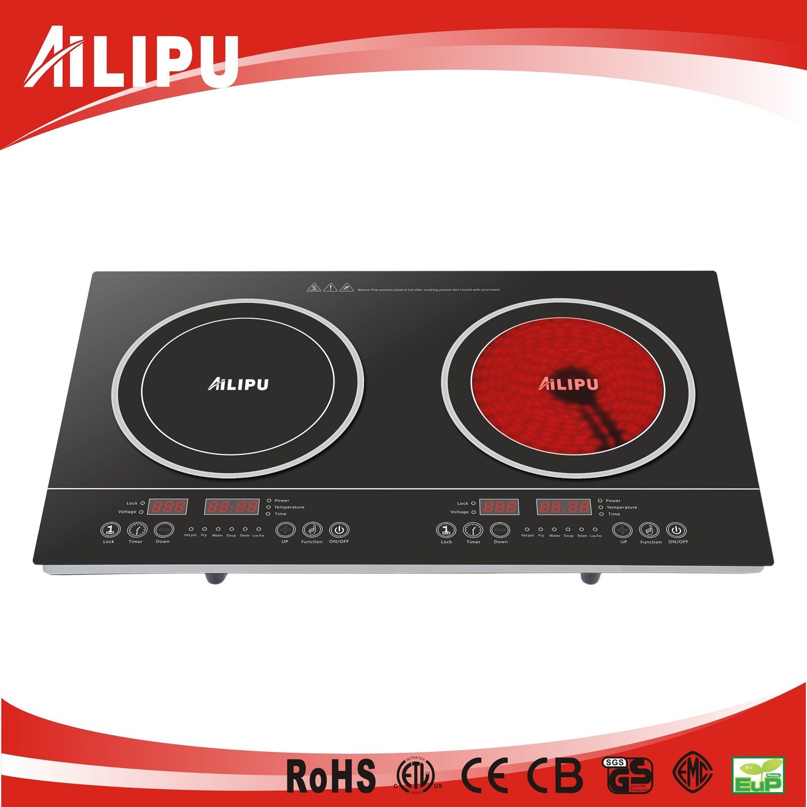 2015 2 Burner CB Certificate 3600 Watt Portable Save Energy Slide Control Electric Induction Cooker