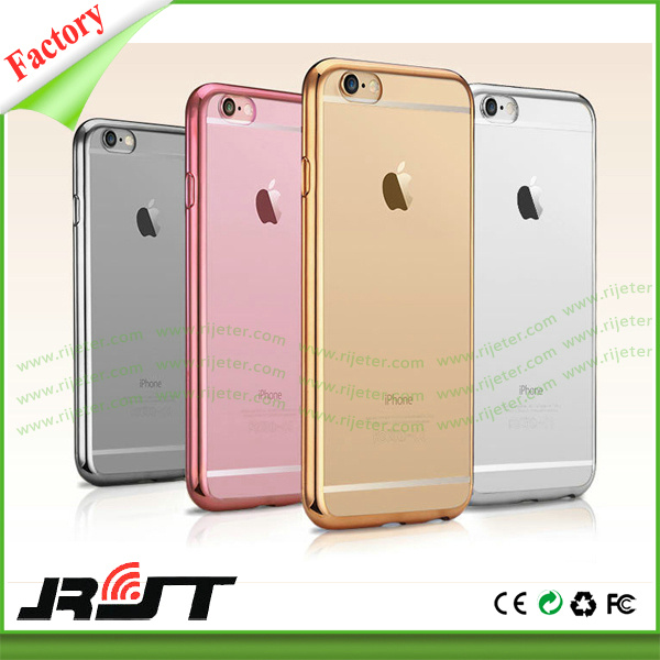 Luxurious Electroplating Metal Frame Ultra Thin Protective Cell Phone Cover for iPhone6/6s Soft TPU Case (RJT-0241)