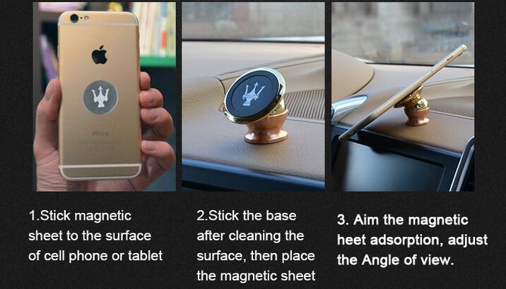 Strong Magnet 360 Rotating Magnetic Cell Phone Holder Magnetic Car Mount Metal Stand Mobile Phone Holder, Car Phone Holder Factory Price