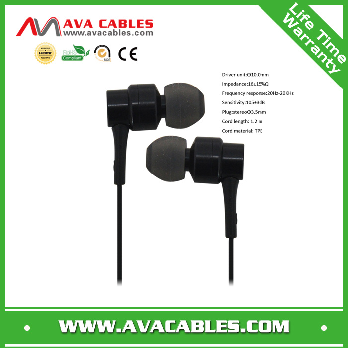 Black Simple Hands-Free Earphone for iPad