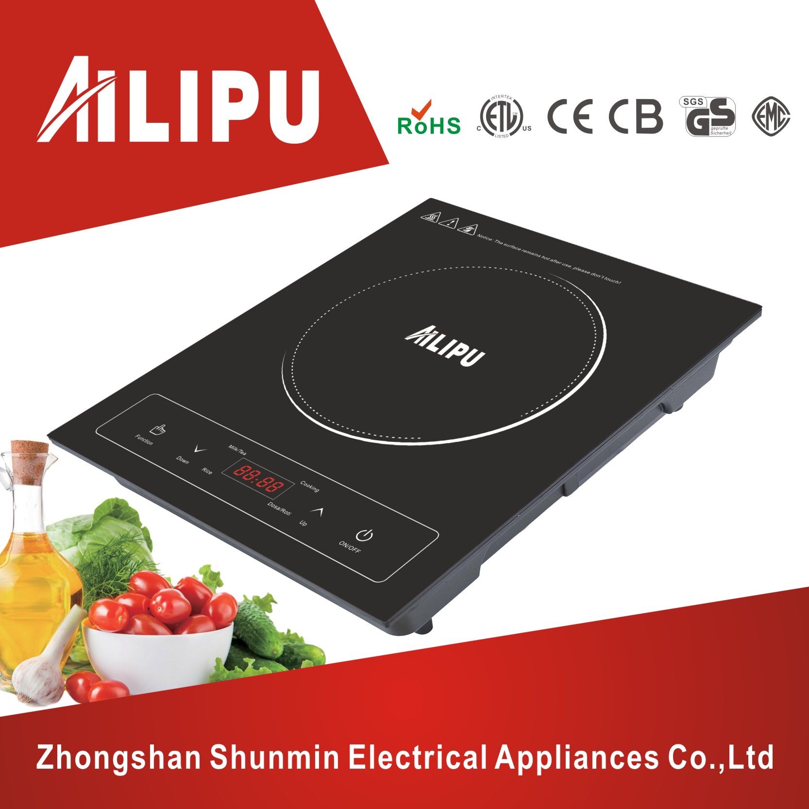 Smart Size ABS Housing Inbuilt Induction Cooker 2000W