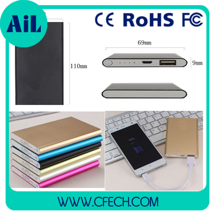 2015 New Metal Slim 4000mAh Powerbank Charger