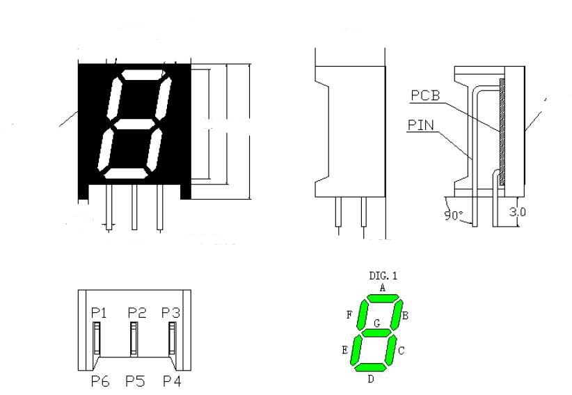 Bended Pins Custom 7 Segment LED Display