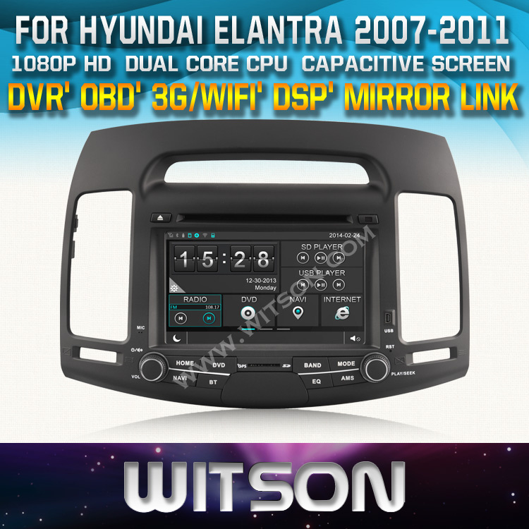 Witson Special Car DVD Player GPS for Hyundai Elantra (W2-D8256Y) Steering Wheel Control Front DVR Capactive Screen