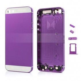 High Quality Full Housing Faceplates W/ Buttons SIM Card Tray for iPhone 5s - White / Purple