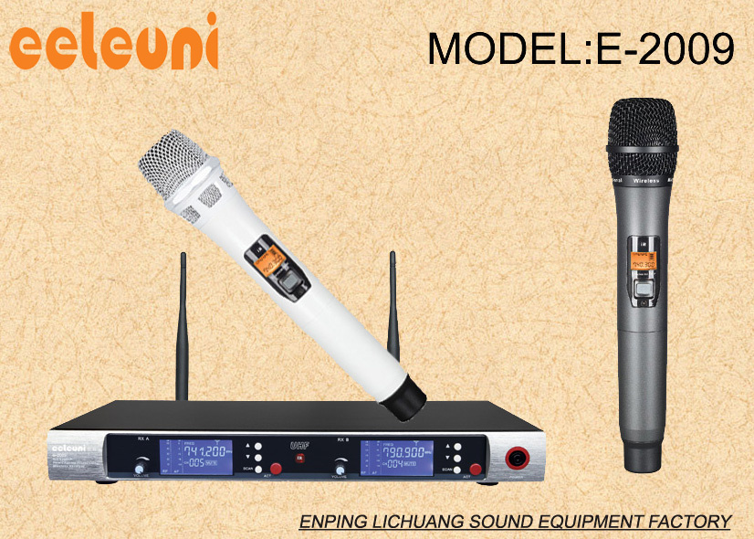 High Quality Sound UHF LCD Dual Channel Wireless Microphone