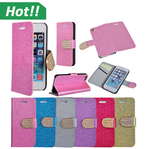 Bling Mobile Phone Cover for iPhone 6 Case Diamond Flip Wallet Leather Case