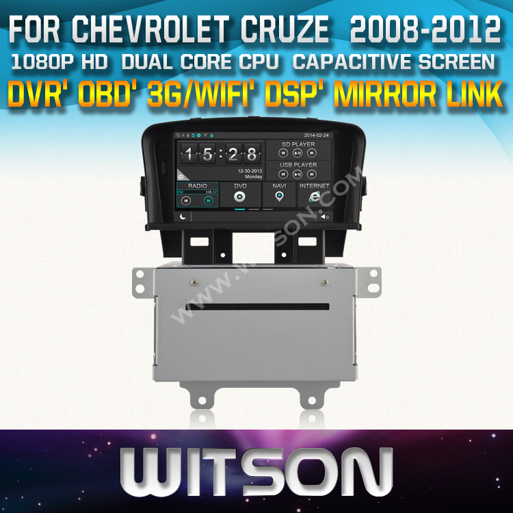 Witson Car DVD Player with GPS for Chevrolet Cruze 2008-2012 (W2-D8422C) Front DVR Capactive Screen OBD 3G WiFi Bluetooth RDS