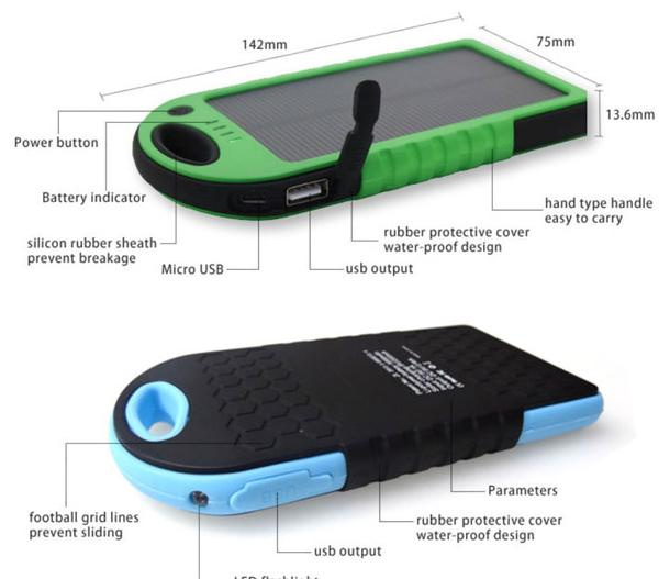 Wholesales 3 In1 USB Shockproof Waterproof 5000mAh Solar Power Bank