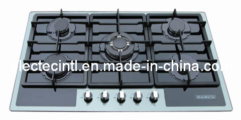 Gas Hob with 5 Burners and Tempered Glass Curve Panel, Enamel Water Tray, 220V Electricity Ignition (GH-G935C)