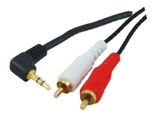 3.5mm Stereo Plug Right Angle to 2 RCA Plugs