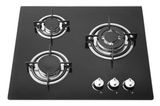 3 Burner Black Tempered Glass Cooking Top, Gas Cooker