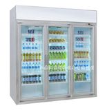 Three Door Upright Display Refrigerator with Advertising Lightbox