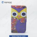 ODM Custom Printing PU Leather Cell Phone Cover for Samsung Galaxy S4 (Owl)