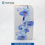 OEM Customized Color Printed PU Leather Cell Phone Cover for Samsung Galaxy S4 (Flower 01)